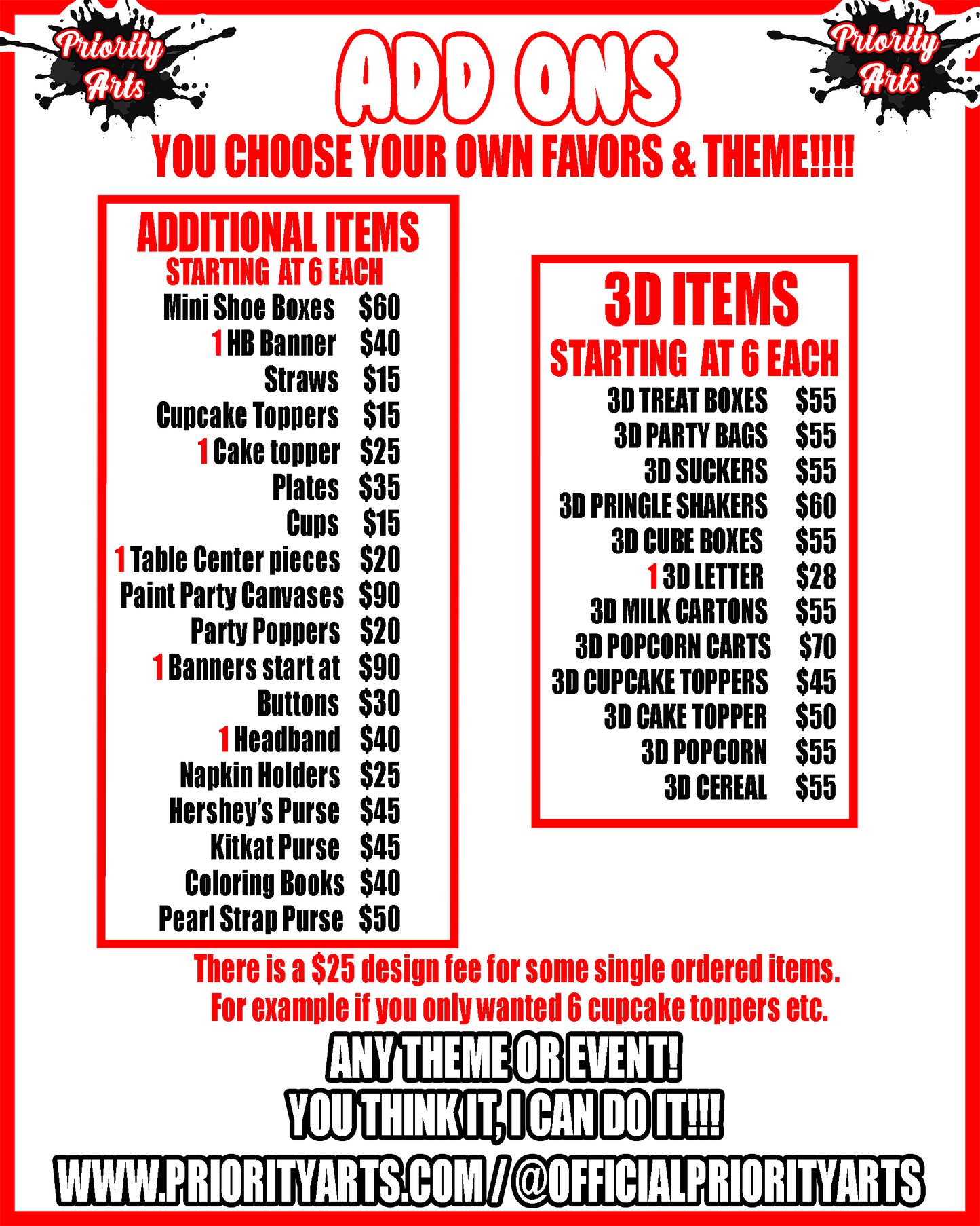 ADDITIONAL ITEMS & ADD ONS new