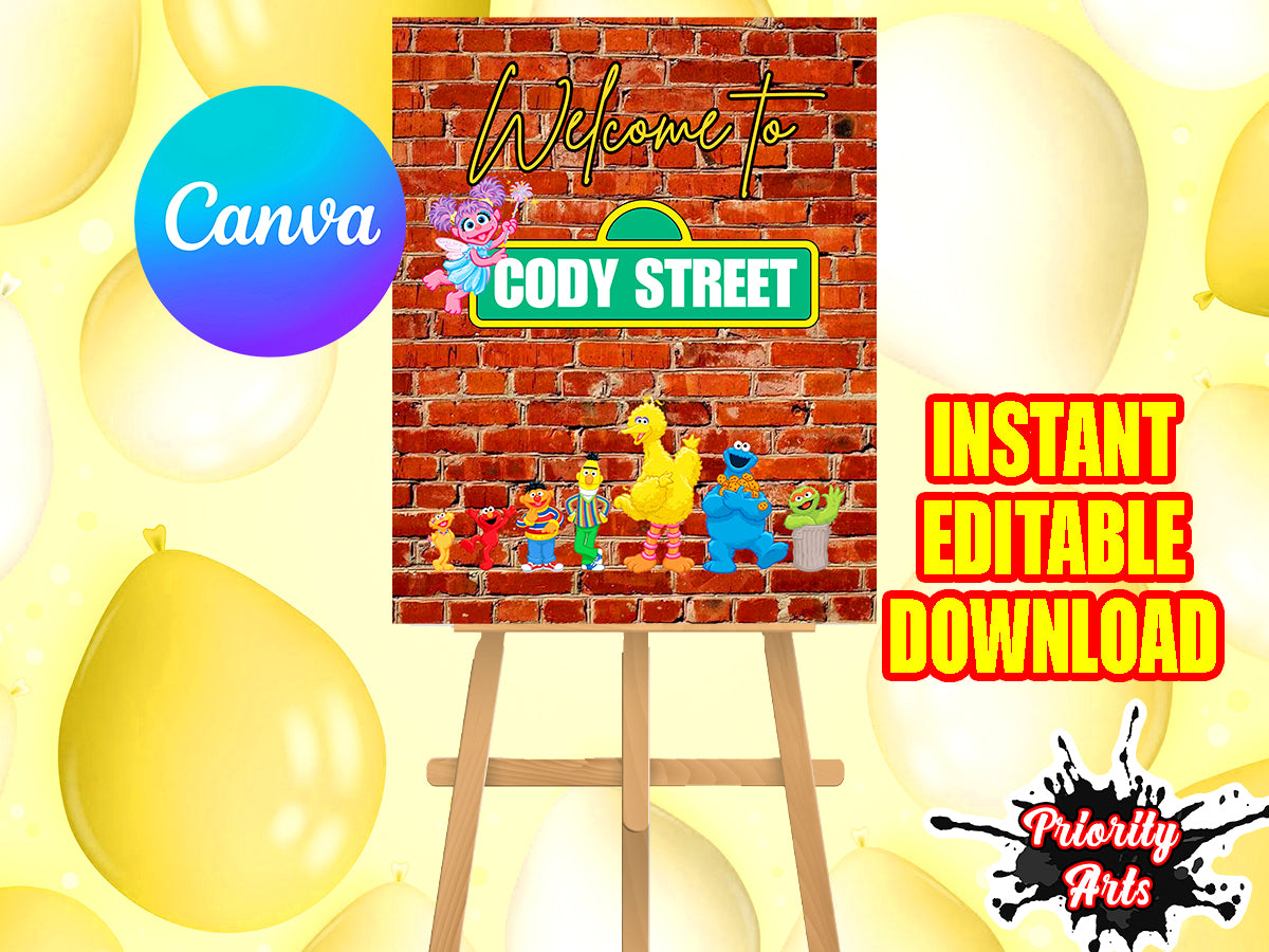 Sesame Street Welcome Sign Instant Editable Download