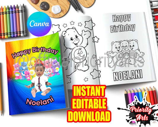 Care Bears Coloring Book Instant Editable Download