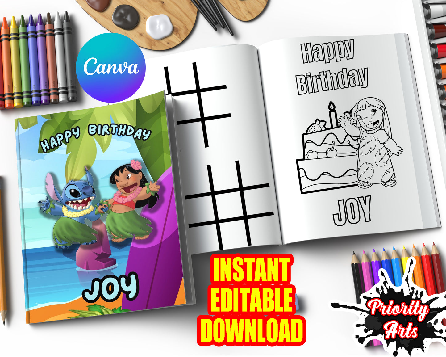 Lilo & Stitch Coloring Book Instant Editable Download