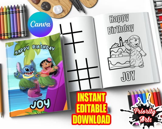 Lilo & Stitch Coloring Book Instant Editable Download