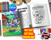 Smurf Coloring Book Instant Editable Download