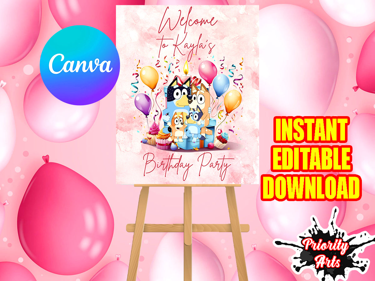 Bluey Welcome Sign Instant Editable Download