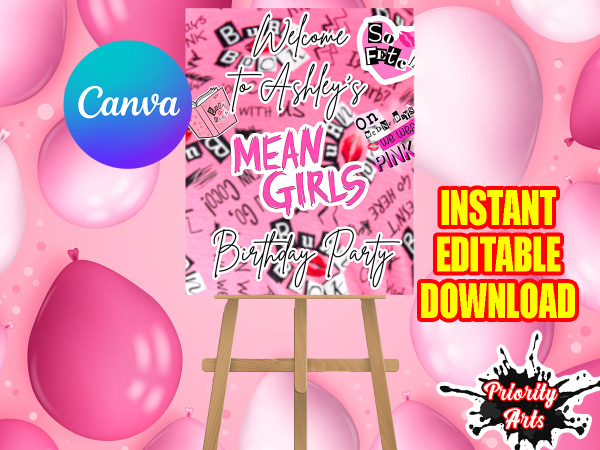 Mean Girls Welcome Sign Instant Editable Download