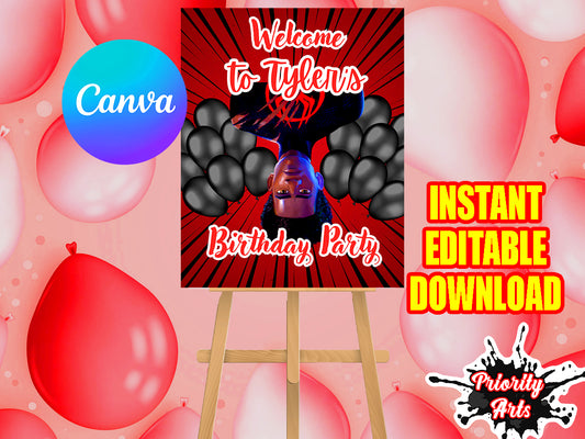 Miles Morales Welcome Sign Instant Editable Download