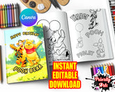 Winnie the Pooh Coloring Book Instant Editable Download